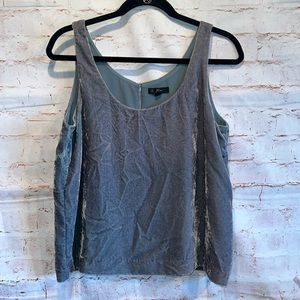 J Crew Shirt Womens 8 Sage green Tank Top Crushed Velvet Cropped Scoop Neck